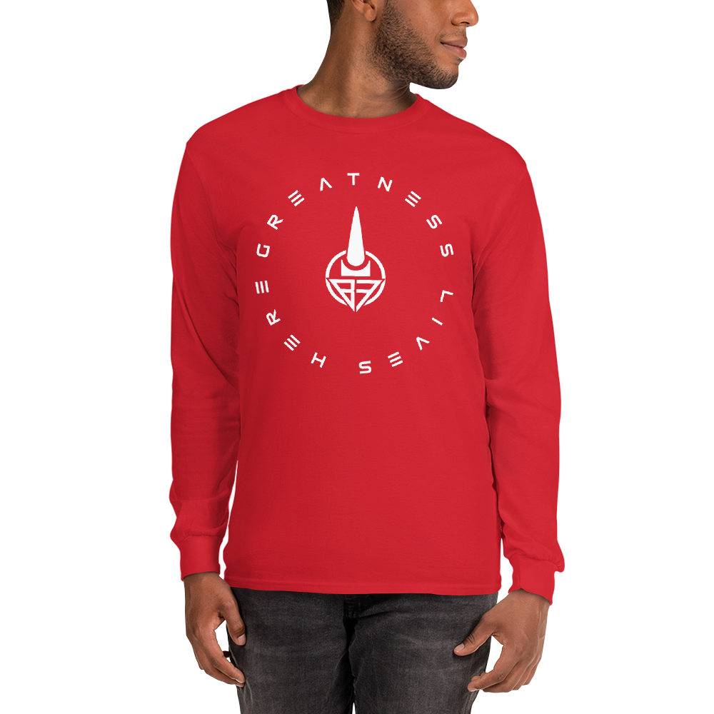 Greatness Lives Here Long Sleeve Shirt (WHITE)